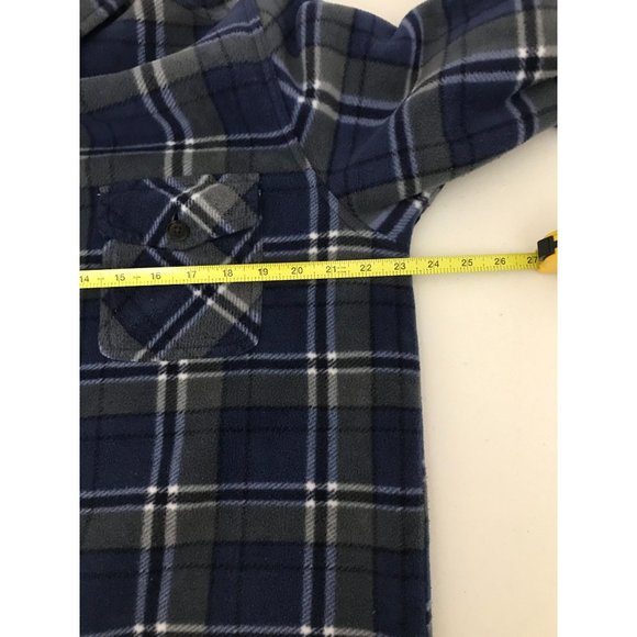 Freedom Foundry Warm Soft Mens L Blue Green Plaid Button Down Fleece Sweater *12 - Picture 2 of 4